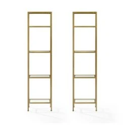 73" 2pc Aimee Narrow Etagere Set Gold - Crosley