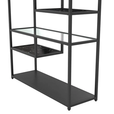 Room & Joy 72" Eos Bookcase Etagere Marble/Glass Black - Room & Joy 6 Room & Joy 72" Eos Bookcase Etagere Marble/Glass Black - Room & Joy - Image 4
