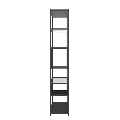 Room & Joy 72" Eos Bookcase Etagere Marble/Glass Black - Room & Joy 7 Room & Joy 72" Eos Bookcase Etagere Marble/Glass Black - Room & Joy - Image 5