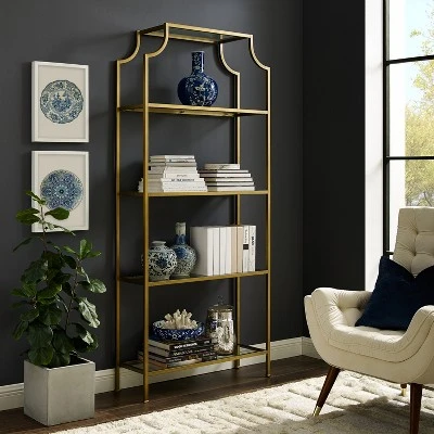 80.5" Aimee Etagere Gold - Crosley 9 80.5" Aimee Etagere Gold - Crosley - Image 7
