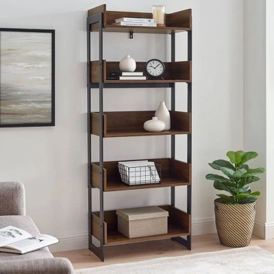 64" Remington Modern Industrial Box Shelf Bookcase - Saracina Home Gray Wash 4 64" Remington Modern Industrial Box Shelf Bookcase - Saracina Home Gray Wash - Image 2