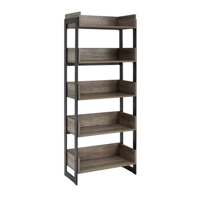 64" Remington Modern Industrial Box Shelf Bookcase - Saracina Home Gray Wash 8 64" Remington Modern Industrial Box Shelf Bookcase - Saracina Home Gray Wash - Image 6