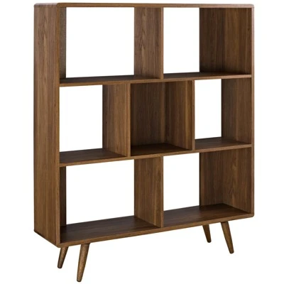 52" Realm Bookshelf Walnut - Modway 3 52" Realm Bookshelf Walnut - Modway