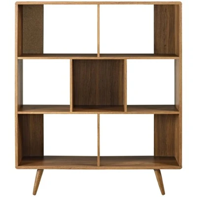 52" Realm Bookshelf Walnut - Modway 5 52" Realm Bookshelf Walnut - Modway - Image 3