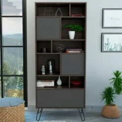 67" Aster 7 Tier Shelf Bookshelf Brown - RST Brands