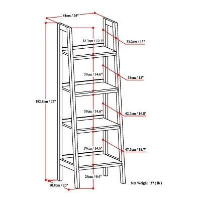 72"x24" Hawkins Solid Wood Ladder Shelf with Storage - Wyndenhall Medium Saddle Brown 9 72"x24" Hawkins Solid Wood Ladder Shelf with Storage - Wyndenhall Medium Saddle Brown - Image 7