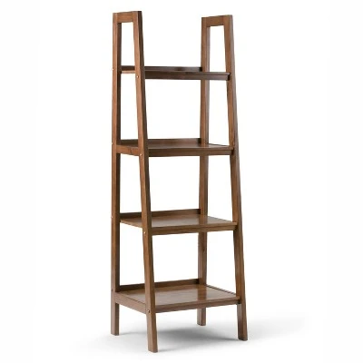 72"x24" Hawkins Solid Wood Ladder Shelf with Storage - Wyndenhall Medium Saddle Brown 10 72"x24" Hawkins Solid Wood Ladder Shelf with Storage - Wyndenhall Medium Saddle Brown - Image 8