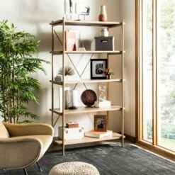 Rigby 5 Tier Etagere - Safavieh Gold Liquid/black