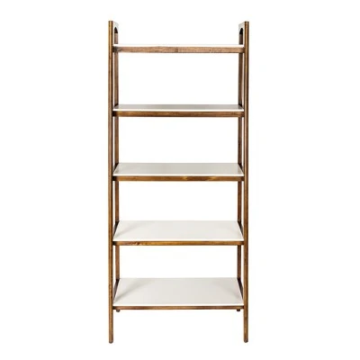 Madison Park 74" Avenu Shelf - Pecan/Off White 3 Madison Park 74" Avenu Shelf - Pecan/Off White