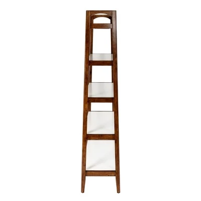 Madison Park 74" Avenu Shelf - Pecan/Off White 5 Madison Park 74" Avenu Shelf - Pecan/Off White - Image 3