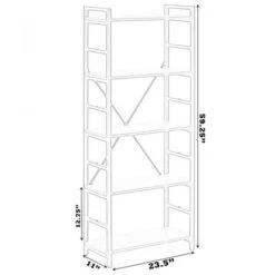 Fabulaxe Industrial Style 5 Shelf Wood and Metal Bookcase -Bookshelves Sales Shop unnamed file 5326