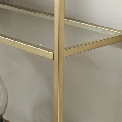 Metal Glass Bookcase in Antique Gold - Pemberly Row 6 Metal Glass Bookcase in Antique Gold - Pemberly Row - Image 4