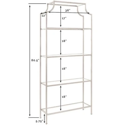 Metal Glass Bookcase in Antique Gold - Pemberly Row 11 Metal Glass Bookcase in Antique Gold - Pemberly Row - Image 9