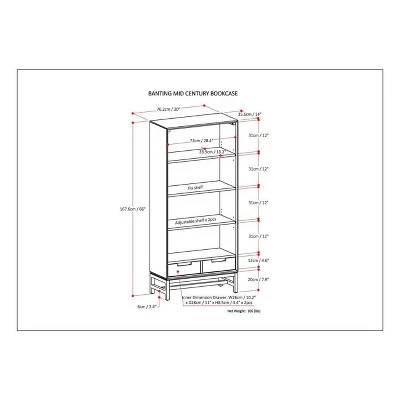 66"x30" Devlin Mid-Century Bookshelf Walnut Brown - WyndenHall 10 66"x30" Devlin Mid-Century Bookshelf Walnut Brown - WyndenHall - Image 8