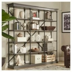 84" Belvidere 5 Shelf Wide Bookshelf - Inspire Q Ivory White -Bookshelves Sales Shop unnamed file 5424