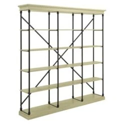 84" Belvidere 5 Shelf Wide Bookshelf - Inspire Q Ivory White -Bookshelves Sales Shop unnamed file 5427