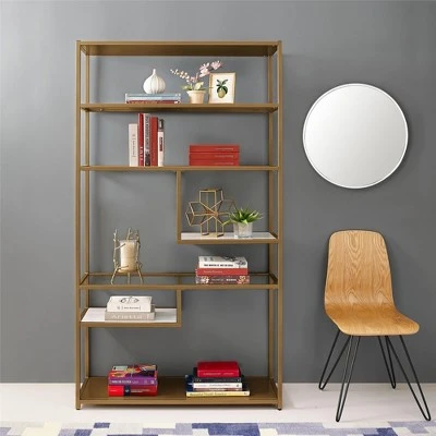 72" EOS Geometric Bookshelf Etagere Brass - Dorel Living 5 72" EOS Geometric Bookshelf Etagere Brass - Dorel Living - Image 3