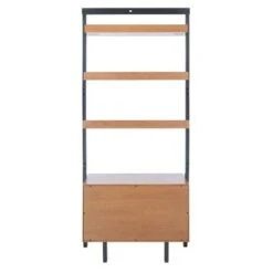 71.96" Vlad 3 Shelves and 1 Door Etagere Natural/Charcoal - Safavieh -Bookshelves Sales Shop unnamed file 5453