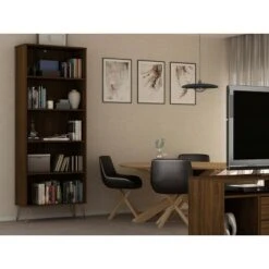 Rockefeller 5 Shelf Bookcase - Manhattan Comfort Tatiana Midnight Blue