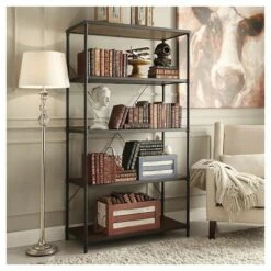 72" Webster 4 Shelf Mixed Media Bookshelf Black - Inspire Q 12 72" Webster 4 Shelf Mixed Media Bookshelf Black - Inspire Q -Bookshelves Sales Shop unnamed file 5480