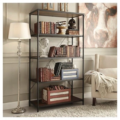 72" Webster 4 Shelf Mixed Media Bookshelf Black - Inspire Q 6 72" Webster 4 Shelf Mixed Media Bookshelf Black - Inspire Q - Image 4