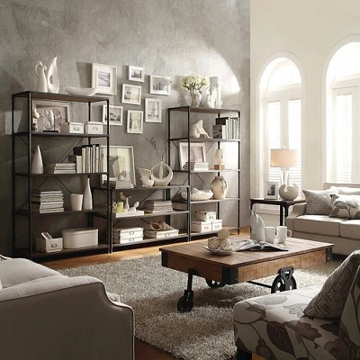 72" Webster 4 Shelf Mixed Media Bookshelf Black - Inspire Q 9 72" Webster 4 Shelf Mixed Media Bookshelf Black - Inspire Q - Image 7