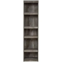71.97" 5 Tier Wooden Pier with Adjustable Shelves - Benzara Gray