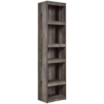 71.97" 5 Tier Wooden Pier with Adjustable Shelves - Benzara Gray 6 71.97" 5 Tier Wooden Pier with Adjustable Shelves - Benzara Gray - Image 4