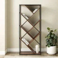 68" Anti Gravity Inverted V Bookshelf - Saracina Home Dark Walnut -Bookshelves Sales Shop unnamed file 5530