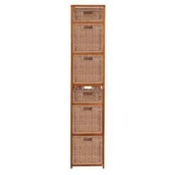 Bookshelves Sales Shop 23 67" Flip Flop Square Folding Bookcase with Wicker Storage Baskets - Regency Oak/natural