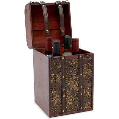 Okuna Outpost Wooden 4 Bottles Travel Wine for Storage Storage Bar Accessory, Flower Pattern, 8 x 8.5 x 13.8 in. 3 Okuna Outpost Wooden 4 Bottles Travel Wine for Storage Storage Bar Accessory, Flower Pattern, 8 x 8.5 x 13.8 in. -Bookshelves Sales Shop unnamed file 5558