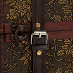 Okuna Outpost Wooden 4 Bottles Travel Wine for Storage Storage Bar Accessory, Flower Pattern, 8 x 8.5 x 13.8 in. -Bookshelves Sales Shop unnamed file 5561