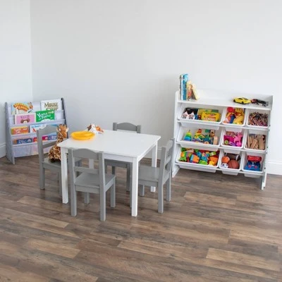 Kids' 4 Tier Bookshelf Organizer Gray/White - Humble Crew 7 Kids' 4 Tier Bookshelf Organizer Gray/White - Humble Crew - Image 5