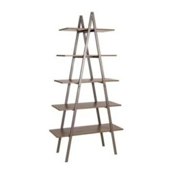 Modern Industry Metal/Wooden 5 Tier 'A' Frame Bookcase and Shelves - Glitzhome Black -Bookshelves Sales Shop unnamed file 577
