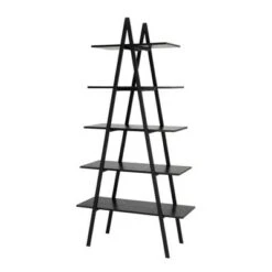 Modern Industry Metal/Wooden 5 Tier 'A' Frame Bookcase and Shelves - Glitzhome Black -Bookshelves Sales Shop unnamed file 580