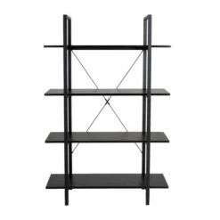 Modern Industry Metal/Wooden 4 Tier Bookcase with Shelves - Glitzhome Black -Bookshelves Sales Shop unnamed file 589