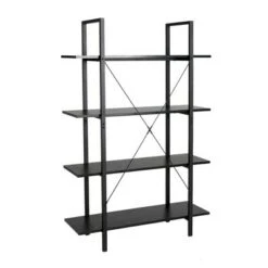 Modern Industry Metal/Wooden 4 Tier Bookcase with Shelves - Glitzhome Black -Bookshelves Sales Shop unnamed file 590