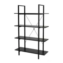 Modern Industry Metal/Wooden 4 Tier Bookcase with Shelves - Glitzhome Black -Bookshelves Sales Shop unnamed file 593