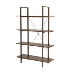 Modern Industry Metal/Wooden 4 Tier Bookcase with Shelves - Glitzhome Black -Bookshelves Sales Shop unnamed file 594