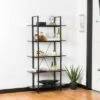 Modern Industry Metal/Wooden 5 Tier Bookcase and Shelves - Glitzhome Black -Bookshelves Sales Shop unnamed file 595