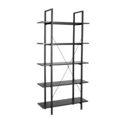 Modern Industry Metal/Wooden 5 Tier Bookcase and Shelves - Glitzhome Black -Bookshelves Sales Shop unnamed file 597