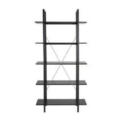 Modern Industry Metal/Wooden 5 Tier Bookcase and Shelves - Glitzhome Black -Bookshelves Sales Shop unnamed file 598