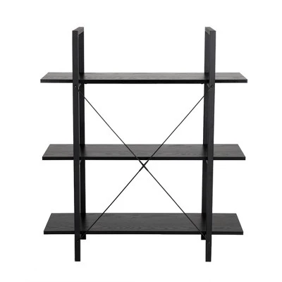 Modern Industry Metal/Wooden 3 Tier Bookcase with Shelves - Glitzhome Walnut 6 Modern Industry Metal/Wooden 3 Tier Bookcase with Shelves - Glitzhome Walnut - Image 4