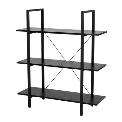 Modern Industry Metal/Wooden 3 Tier Bookcase with Shelves - Glitzhome Walnut 10 Modern Industry Metal/Wooden 3 Tier Bookcase with Shelves - Glitzhome Walnut - Image 8