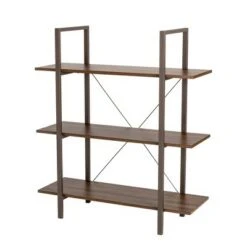 Modern Industry Metal/Wooden 3 Tier Bookcase with Shelves - Glitzhome Walnut 19 Modern Industry Metal/Wooden 3 Tier Bookcase with Shelves - Glitzhome Walnut -Bookshelves Sales Shop unnamed file 612