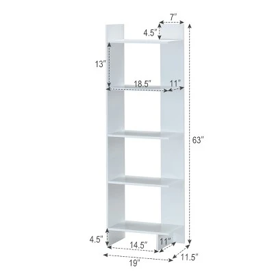 Costway 5-Tier Bookcase Storage Open Shelves Display Unit Room Divider 5 Costway 5-Tier Bookcase Storage Open Shelves Display Unit Room Divider - Image 3