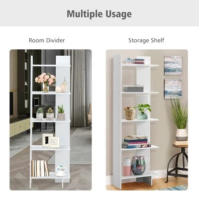 Costway 5-Tier Bookcase Storage Open Shelves Display Unit Room Divider 6 Costway 5-Tier Bookcase Storage Open Shelves Display Unit Room Divider - Image 4