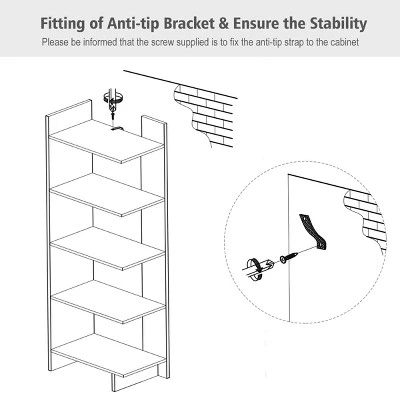 Costway 5-Tier Bookcase Storage Open Shelves Display Unit Room Divider 9 Costway 5-Tier Bookcase Storage Open Shelves Display Unit Room Divider - Image 7