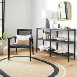 Hearth & Hand W/Magnolia Furniture Wood & Cane 3-Shelf Console Bookcase - Hearth & Hand™ with Magnolia Black