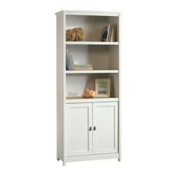 71" Cottage Road Library with Doors Soft White - Sauder